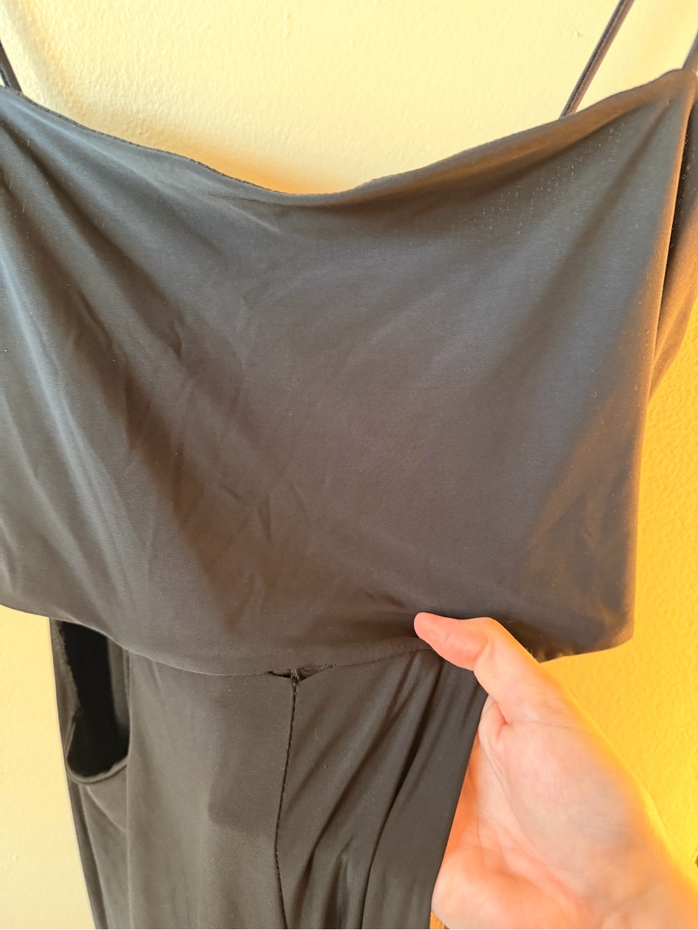 21 Saints Black Wide Leg Cowl Neck Jumpsuit Spaghetti Strap Pockets - Picture 4 of 8
